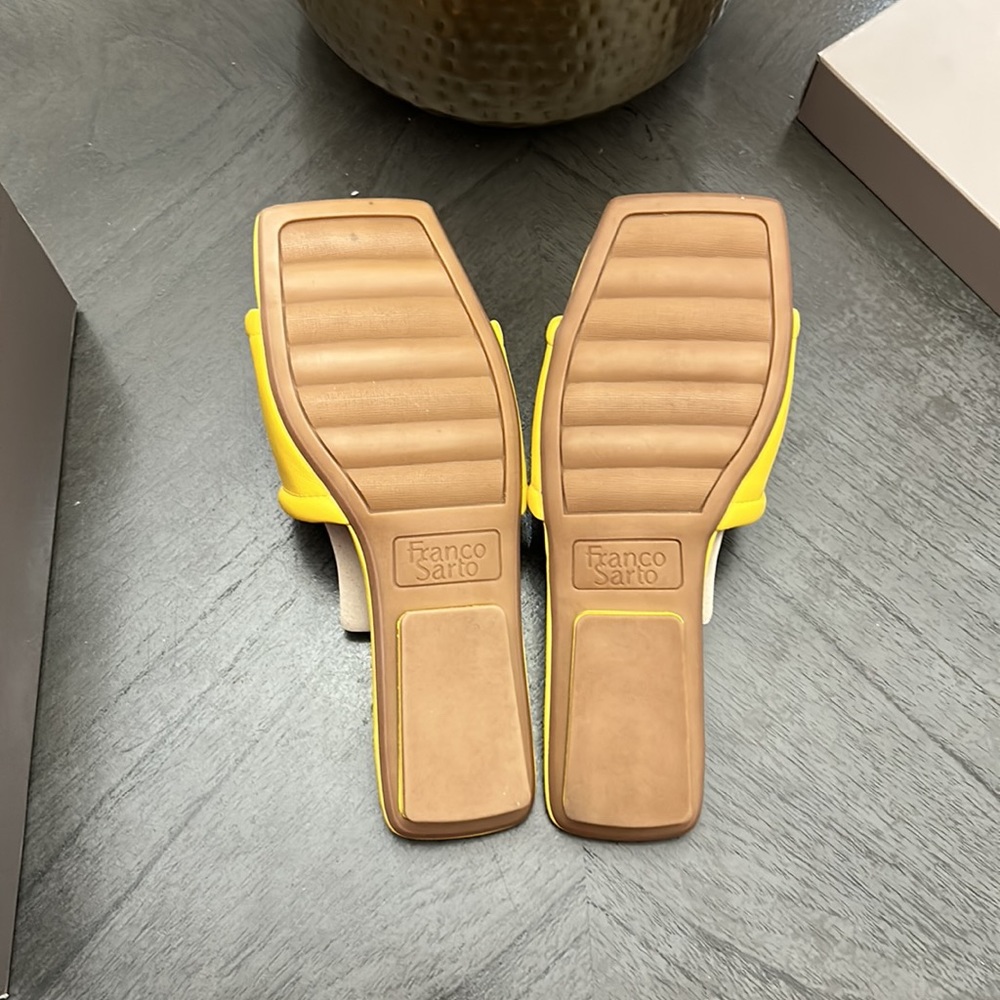FRANCO SARTO CAVEN LEATHER SQUARE TOE SLIDE SANDALS - Picture 4 of 10